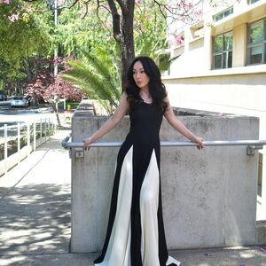 JJs House Black and White Evening Dress